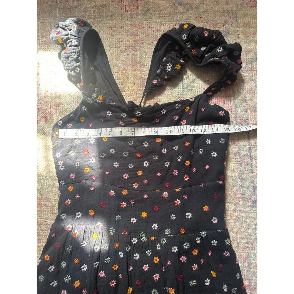 Free People floral mini dress puffed bubble hem ruffled straps